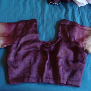 MAROON/BROWN SEQUINED POLYESTER SAREE